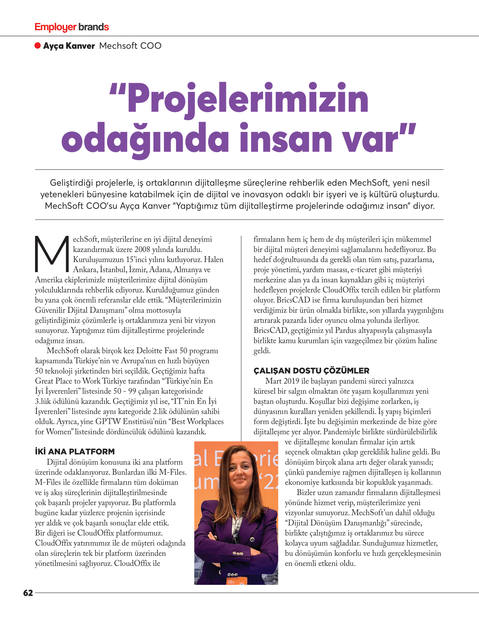 MechSoft Blog - Basında Biz - Fast Company Dergisi - Employer Brands Eki Ayça Kanver Röportaj