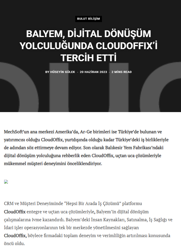 Balyem Dijital Dönüşüm Yolculuğunda CloudOffix'i Tercih Etti